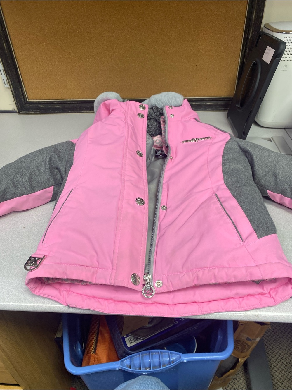 ZeroXposur Girls Pink and Gray Colorblock dual Puffer Jacket